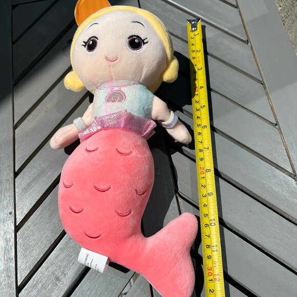MERMAID Plush Doll 12" Pink Tail Gold Crown Blond Hair Franco Brand - Picture 4 of 7
